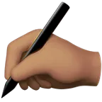 writing hand: medium skin tone per la piattaforma Apple