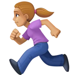 woman running: medium-light skin tone til Facebook platform