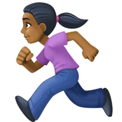 woman running: medium-dark skin tone สำหรับแพลตฟอร์ม Facebook
