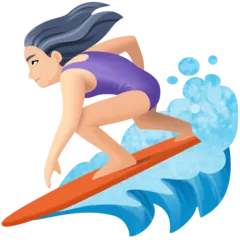 woman surfing: light skin tone untuk platform Facebook