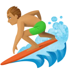 man surfing: medium skin tone untuk platform Facebook