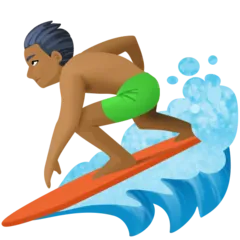 person surfing: medium-dark skin tone untuk platform Facebook