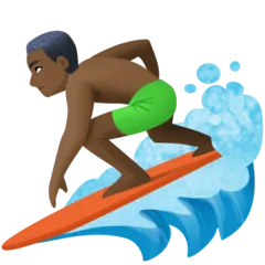 person surfing: dark skin tone สำหรับแพลตฟอร์ม Facebook