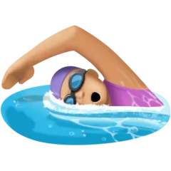 woman swimming: medium-light skin tone per la piattaforma Facebook