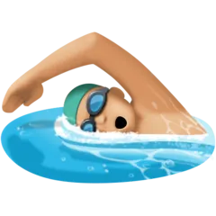 person swimming: medium-light skin tone untuk platform Facebook