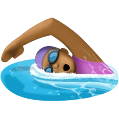 woman swimming: medium-dark skin tone pentru platforma Facebook