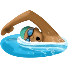 person swimming: medium-dark skin tone per la piattaforma Facebook