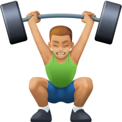 man lifting weights: medium-light skin tone لمنصة Facebook