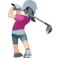 woman golfing: light skin tone لمنصة Facebook