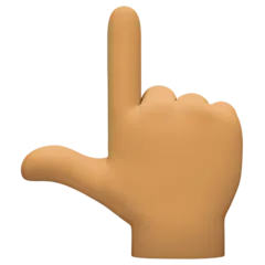 Facebookプラットフォームのbackhand index pointing up: medium skin tone