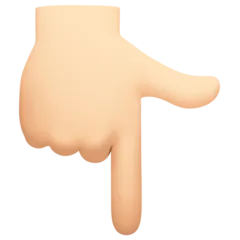 backhand index pointing down: light skin tone per la piattaforma Facebook
