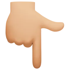 backhand index pointing down: medium-light skin tone per la piattaforma Facebook