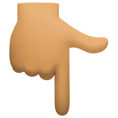 Facebookプラットフォームのbackhand index pointing down: medium skin tone
