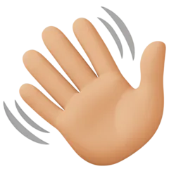 waving hand: medium-light skin tone สำหรับแพลตฟอร์ม Facebook