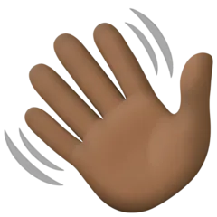 waving hand: dark skin tone untuk platform Facebook