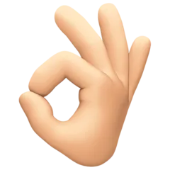 Facebook 平台中的 OK hand: light skin tone