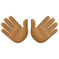open hands: medium-dark skin tone สำหรับแพลตฟอร์ม Facebook