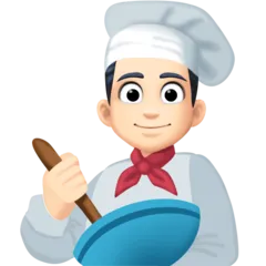man cook: light skin tone สำหรับแพลตฟอร์ม Facebook