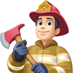 man firefighter: light skin tone untuk platform Facebook