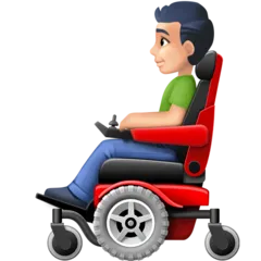 man in motorized wheelchair: light skin tone per la piattaforma Facebook