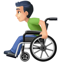 Facebook platformu için man in manual wheelchair: light skin tone