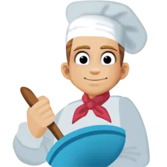 man cook: medium-light skin tone สำหรับแพลตฟอร์ม Facebook