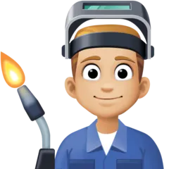 man factory worker: medium-light skin tone สำหรับแพลตฟอร์ม Facebook