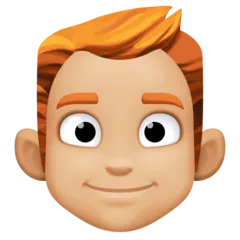 Facebook platformu için man: medium-light skin tone, red hair