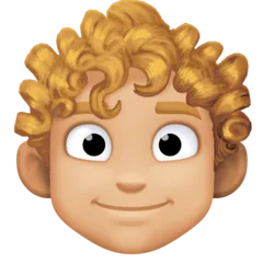 man: medium-light skin tone, curly hair สำหรับแพลตฟอร์ม Facebook