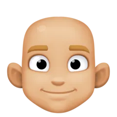 man: medium-light skin tone, bald para a plataforma Facebook