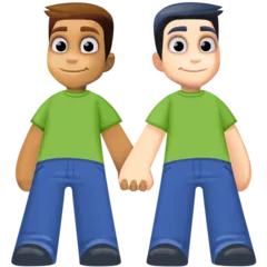 Facebook 플랫폼을 위한 men holding hands: medium skin tone, light skin tone