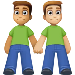 men holding hands: medium skin tone, medium-light skin tone per la piattaforma Facebook