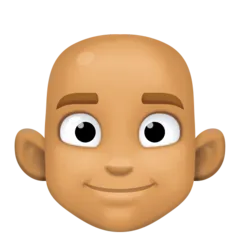 man: medium skin tone, bald för Facebook-plattform