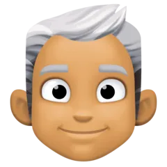 man: medium skin tone, white hair pour la plateforme Facebook