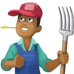 man farmer: medium-dark skin tone لمنصة Facebook