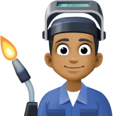 man factory worker: medium-dark skin tone สำหรับแพลตฟอร์ม Facebook