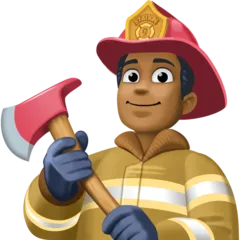 man firefighter: medium-dark skin tone สำหรับแพลตฟอร์ม Facebook