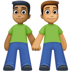 men holding hands: medium-dark skin tone, medium skin tone per la piattaforma Facebook
