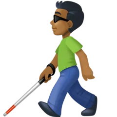 man with white cane: medium-dark skin tone alustalla Facebook