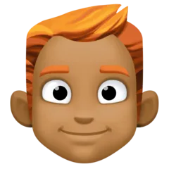 Facebook platformu için man: medium-dark skin tone, red hair
