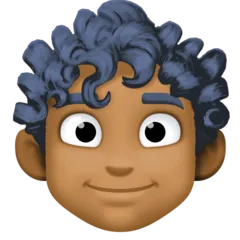 man: medium-dark skin tone, curly hair สำหรับแพลตฟอร์ม Facebook
