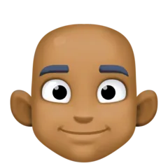 man: medium-dark skin tone, bald alustalla Facebook