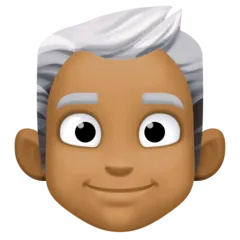 Facebook platformu için man: medium-dark skin tone, white hair