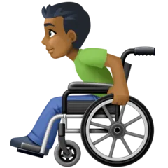 man in manual wheelchair: medium-dark skin tone für Facebook Plattform