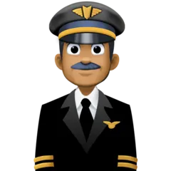 man pilot: medium-dark skin tone لمنصة Facebook