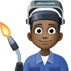 man factory worker: dark skin tone สำหรับแพลตฟอร์ม Facebook