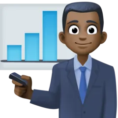 Facebook platformu için man office worker: dark skin tone