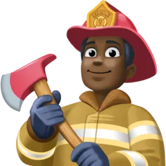 man firefighter: dark skin tone สำหรับแพลตฟอร์ม Facebook