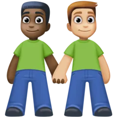 Facebook 플랫폼을 위한 men holding hands: dark skin tone, medium-light skin tone