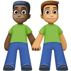 men holding hands: dark skin tone, medium skin tone per la piattaforma Facebook